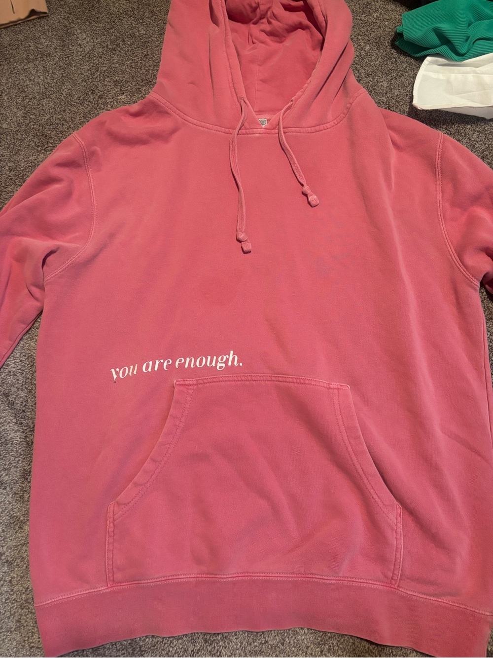 Pink 'you are enough.' Script Pullover Hoodie